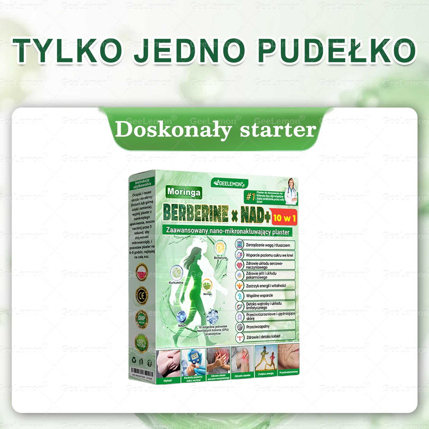 Oficjalny Sklep | 👩‍⚕️🎁 GeeLemon® Moringa · Berberyna × NAD+ Zaawansowany plaster z nanomikroigłami 10 w 1🇵🇱(Tylko raz dziennie, widoczne zmiany już w 7 dni)✅ Na otyłość, 🅛🅞🅞🅢🅔 🅢🅚🅘🅝 wiotką skórę, cukrzycę, bezdech senny, problemy ze stawami i wiele więcej